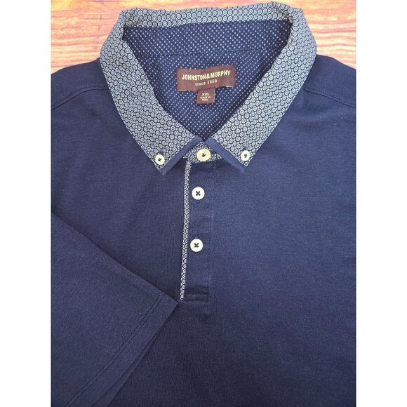 Johnston & Murphy Mens XXL Navy Polo Thin Fit - Picture 4 of 7